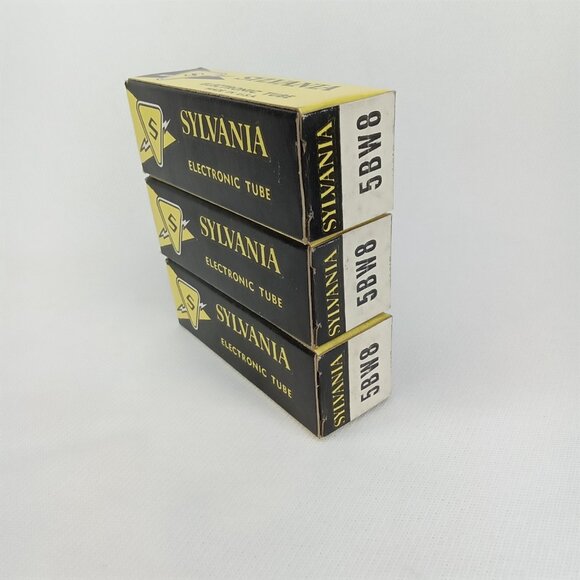 WWII Era Electronic Tube With Box Set Of 3 Sylvania Model 5BW8 NOS NIB 1940s - Picture 7 of 10